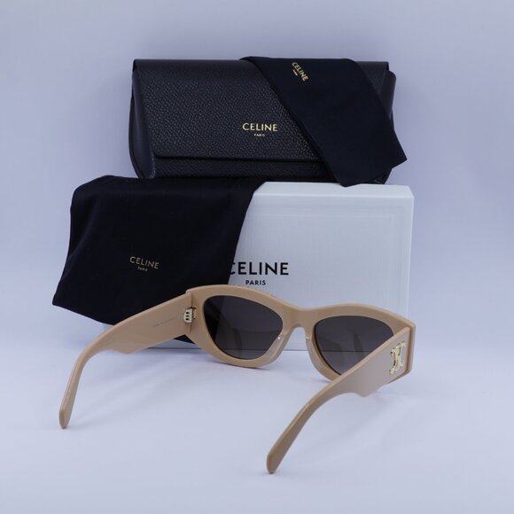 Celine CL40308U 57B TRIOMPHE Sunglasses Beige Cat Eye Frame, Grey Lenses - Picture 13 of 13